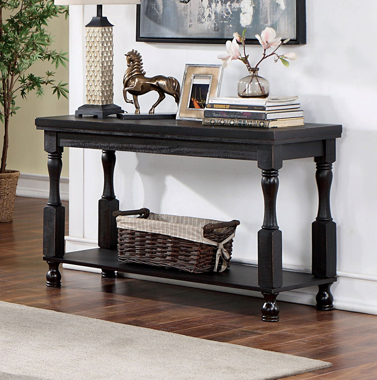 Furniture of America Calandra - Sofa Table - Antique Black | Meri Furniture