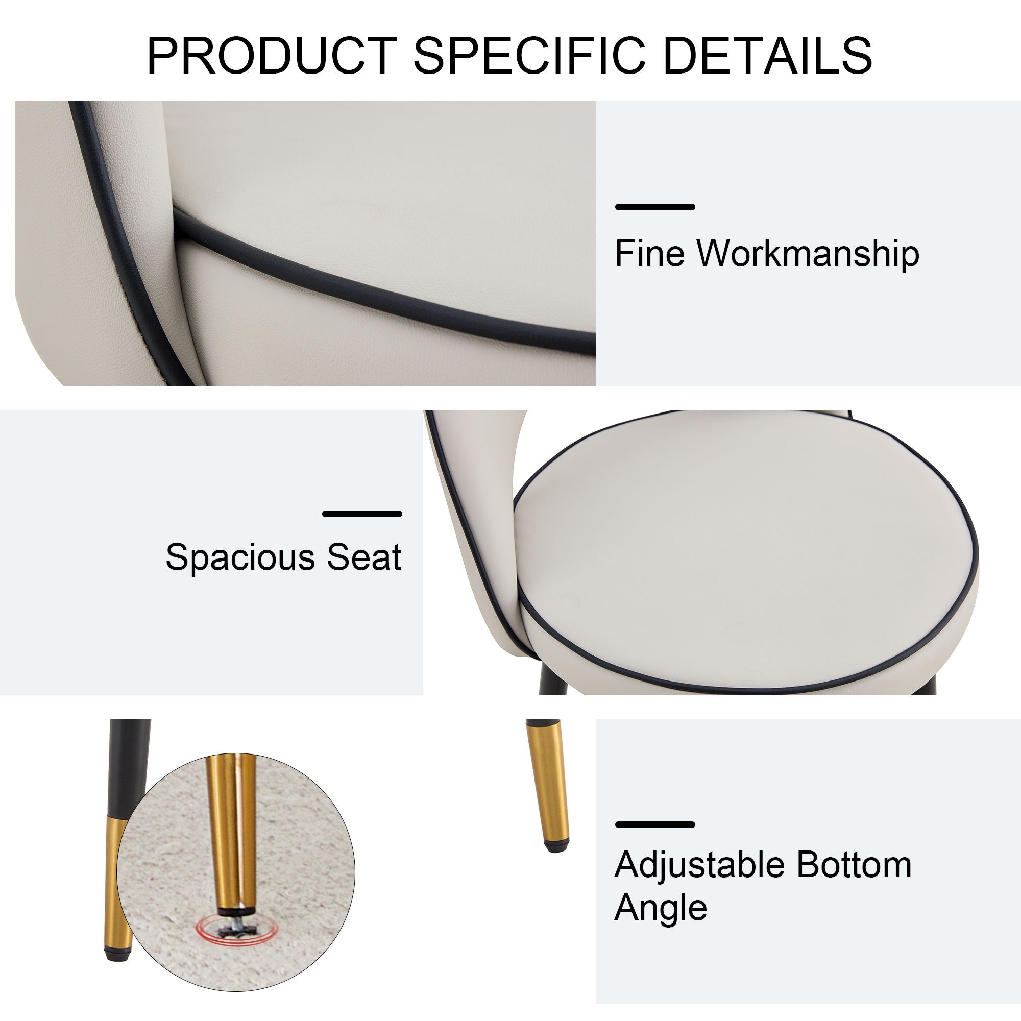 Modern Upholstered 360° Rotatable Bar Chair With Metal Legs For Dining Room (Set of 2)