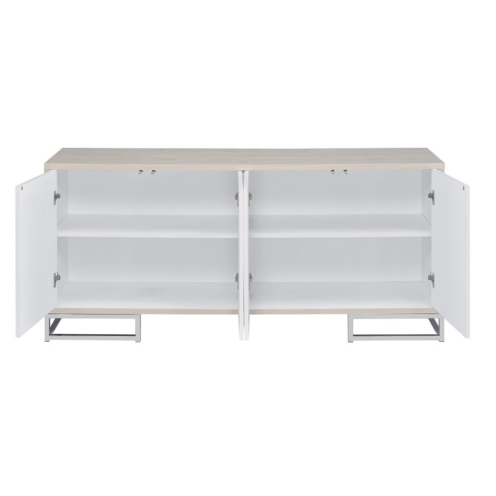ACME Liam - Console Cabinet - Blue Marble Print & Chrome | Meri Furniture