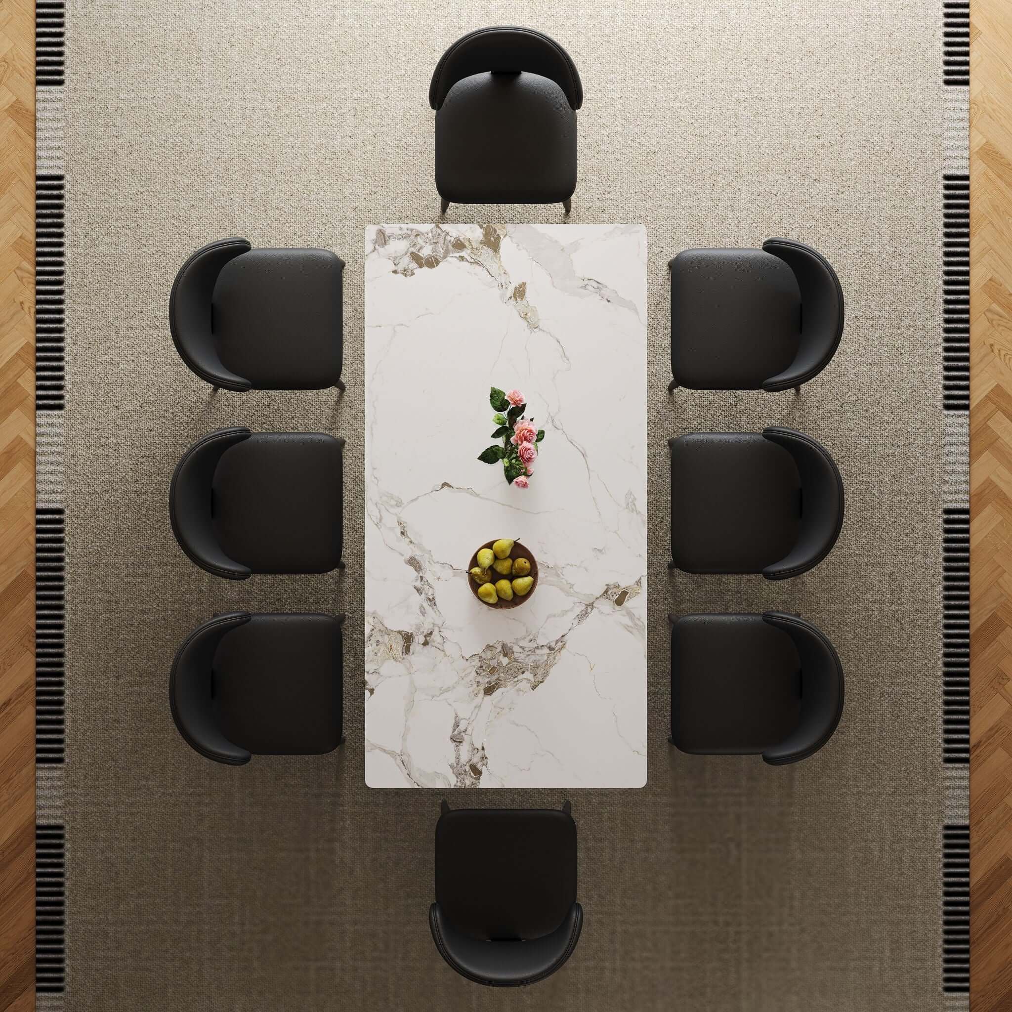 Modern Rectangular Dining Table For 6 With Chairs