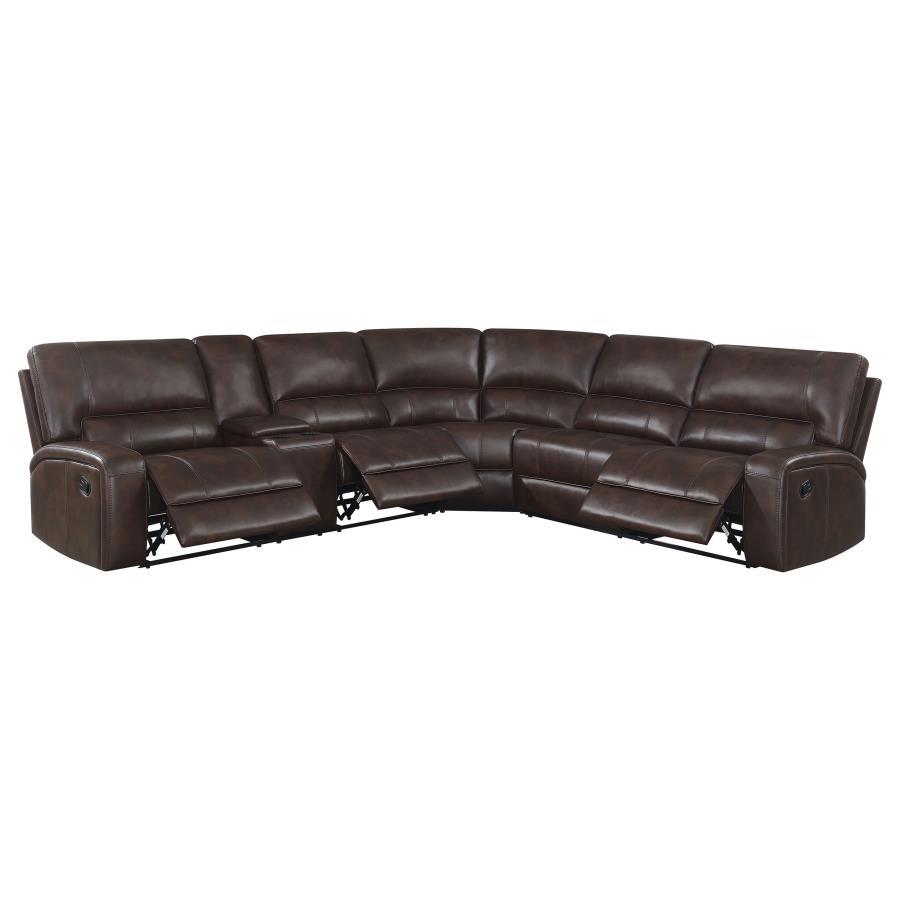 Coaster Fine Furniture Brunson - 3 Piece Upholstered Reclining Sectional Sofa - Brown | Meri Furniture