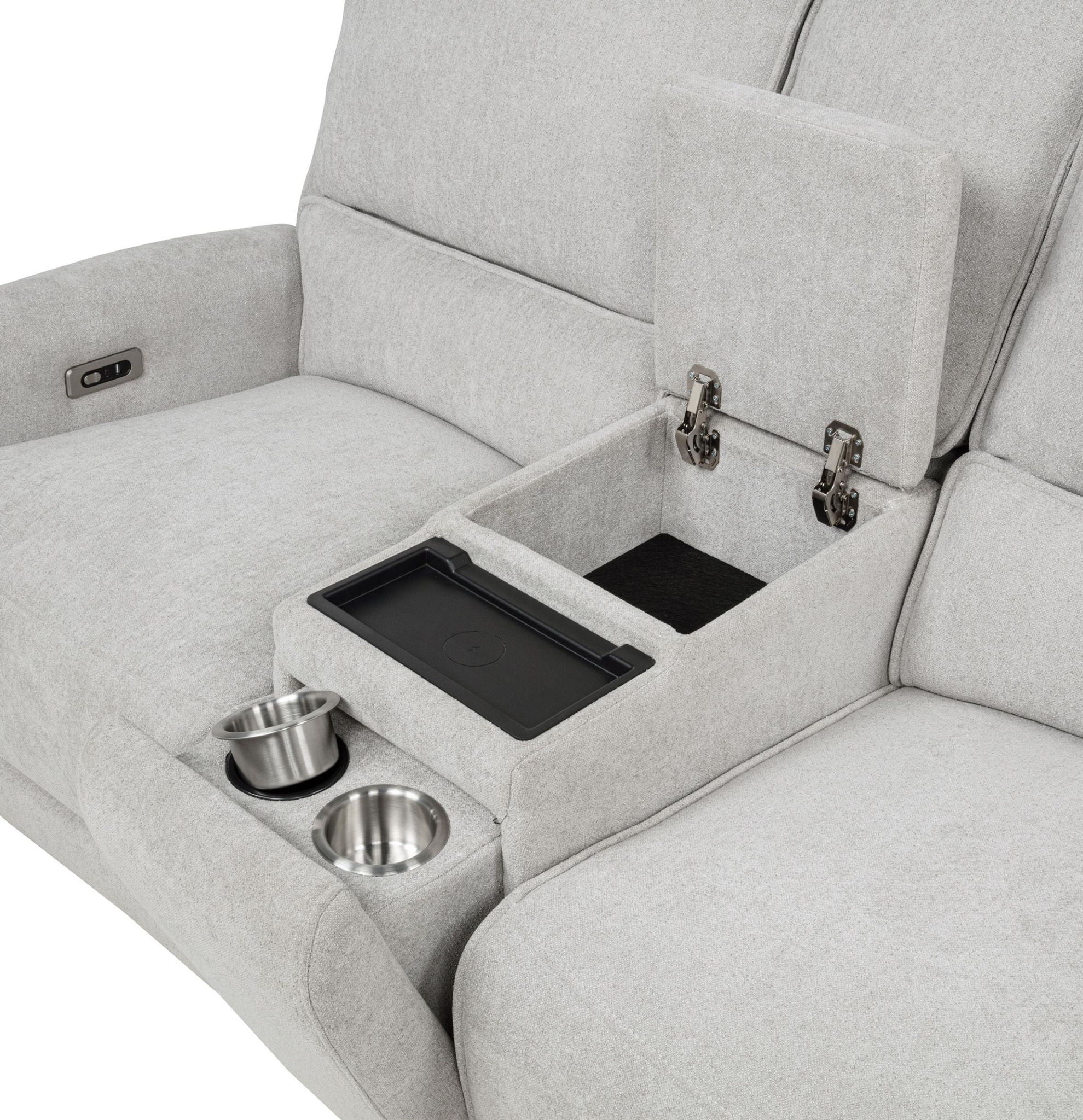Sylmar Chenille Upholstered Power Reclining Loveseat Dove Grey