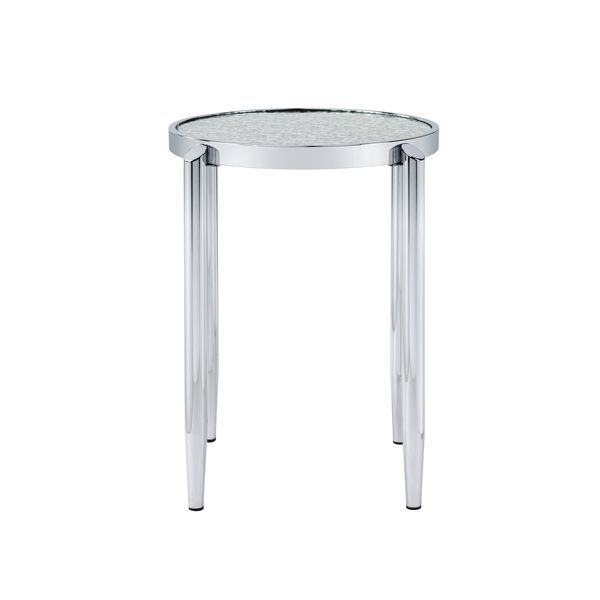 ACME Abbe - End Table - Glass & Chrome Finish | Meri Furniture