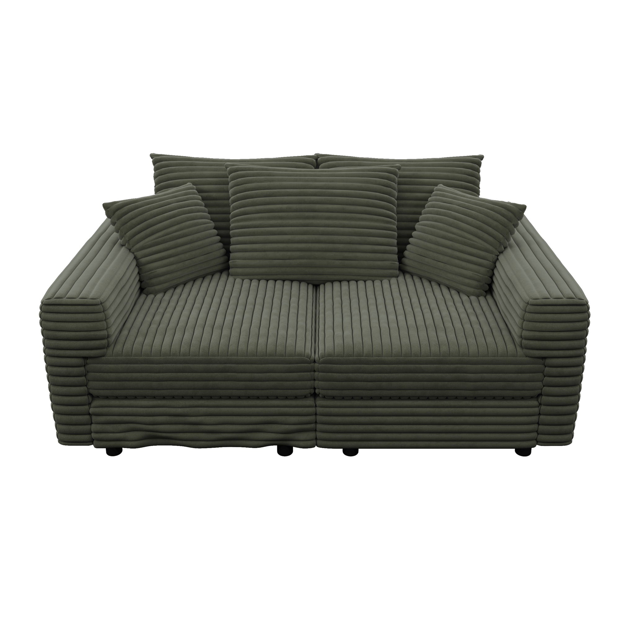 Plush Corduroy 4 Seat Sofa, Modern Comfy Upholstered Sofa Cloud Couch, Deep Seat Couches With Soft Pillows