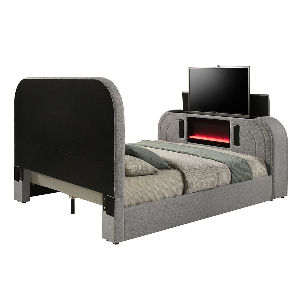 Shelyn - Bed With Led, TV Stand, Fireplace & Bluetooth