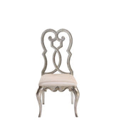 ACME Esteban - Side Chair (Set of 2) - Ivory Velvet & Antique Champagne Finish | Meri Furniture