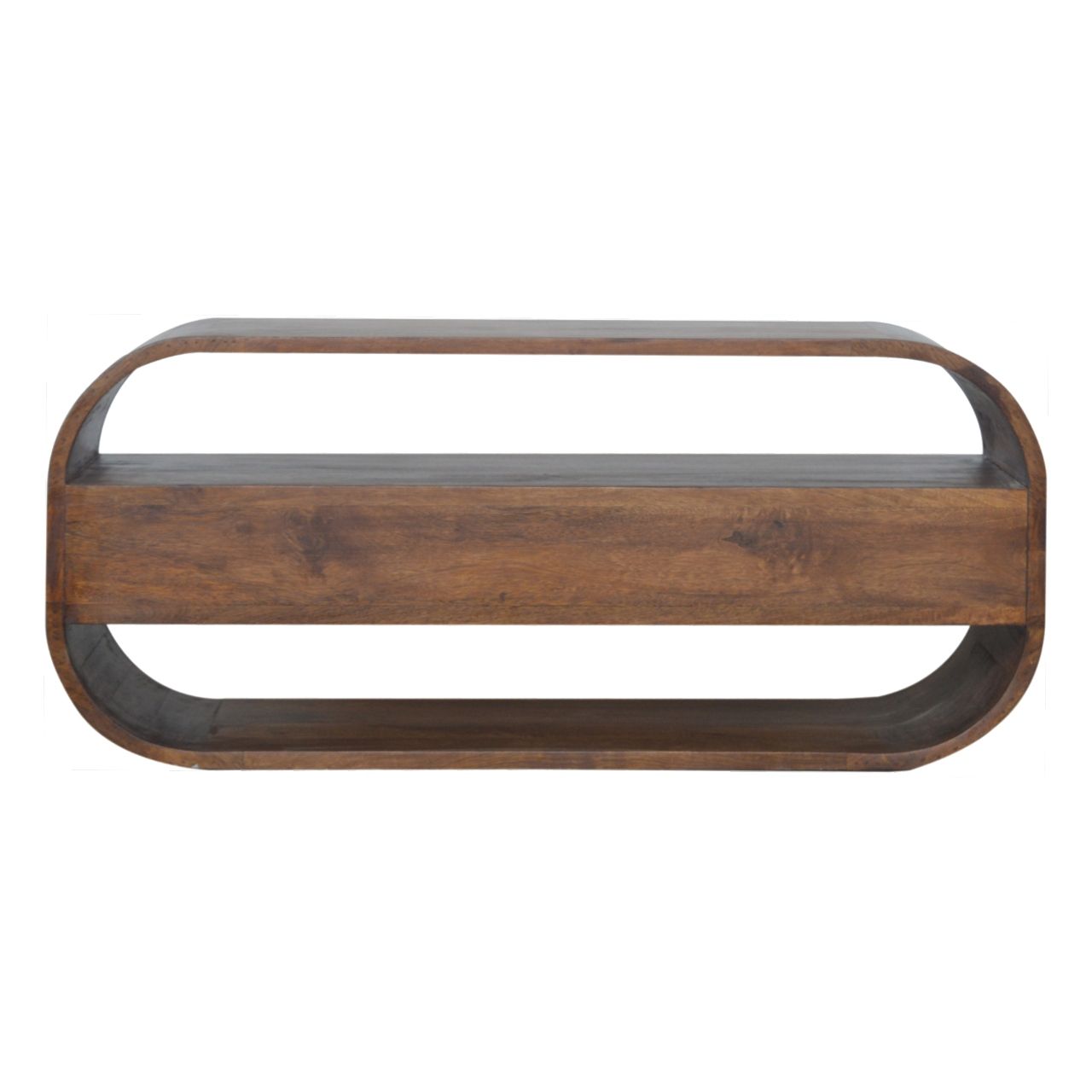 Curved Edge Media Unit With 2 Drawers - Chestnut