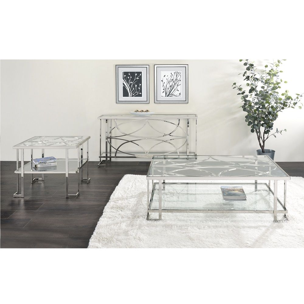 ACME Kalan - End Table - Glass & Silver | Meri Furniture