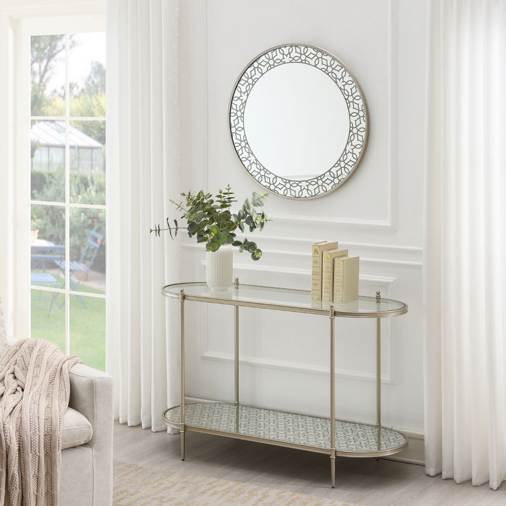 ACME Zaba - TV Stand - Glass Top & Silver | Meri Furniture