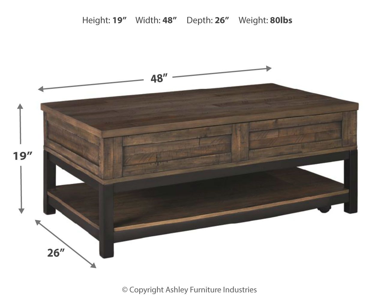 Ashley Furniture Johurst - Grayish Brown - Lift Top Cocktail Table | Meri Furniture