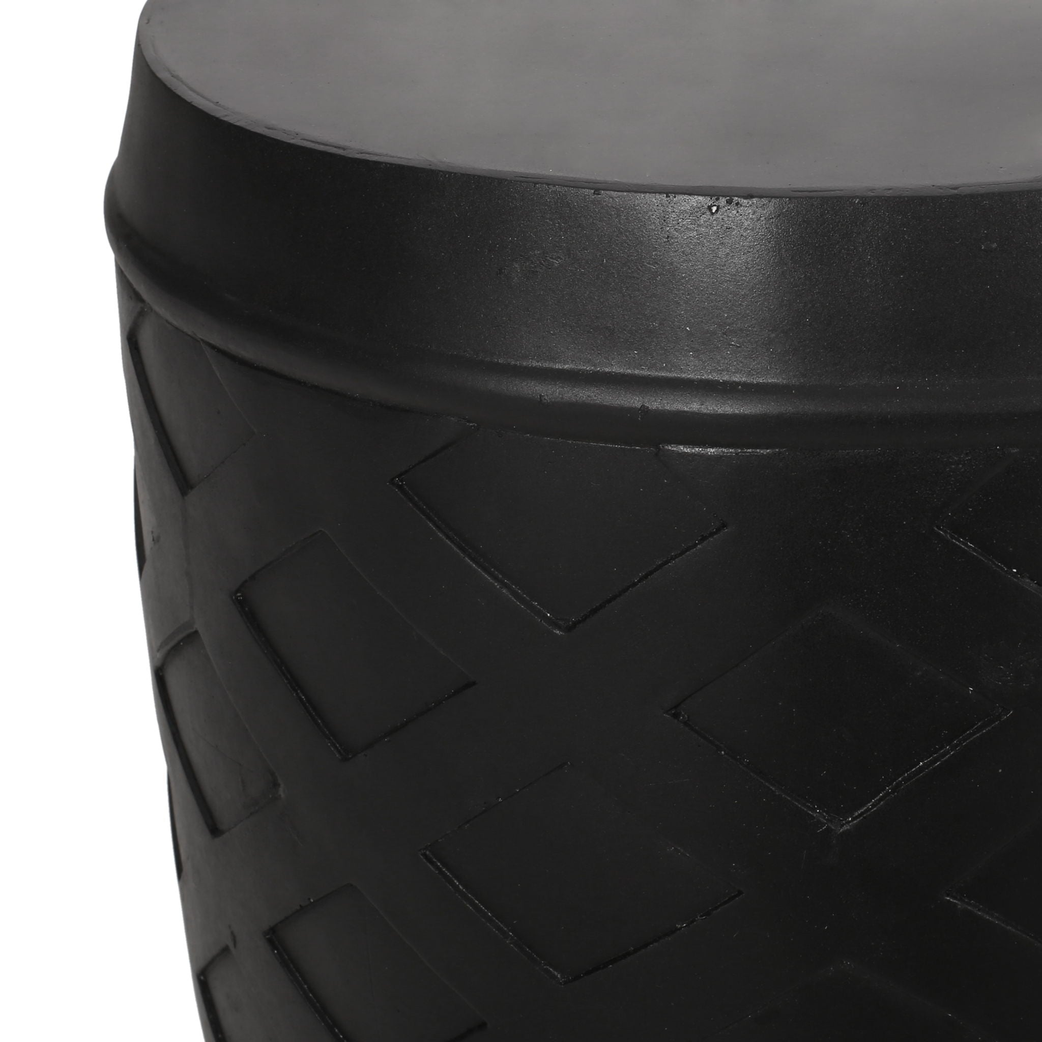 Outdoor Side Table With Lattice Design And Round Top - Black