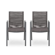 Outdoor Modern Aluminum Dining Chair Set With Rope Sea (Set of 2)