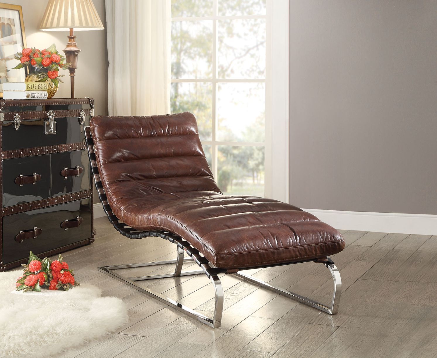 ACME Qortini - Chaise | Meri Furniture