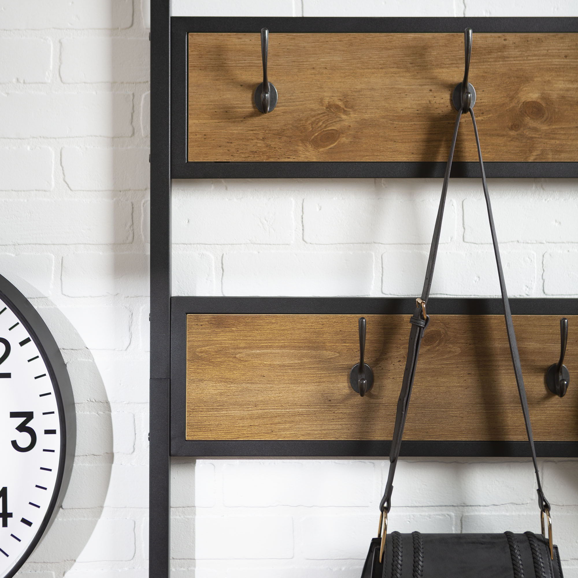 Rustic X-Back Hall Tree With Bench