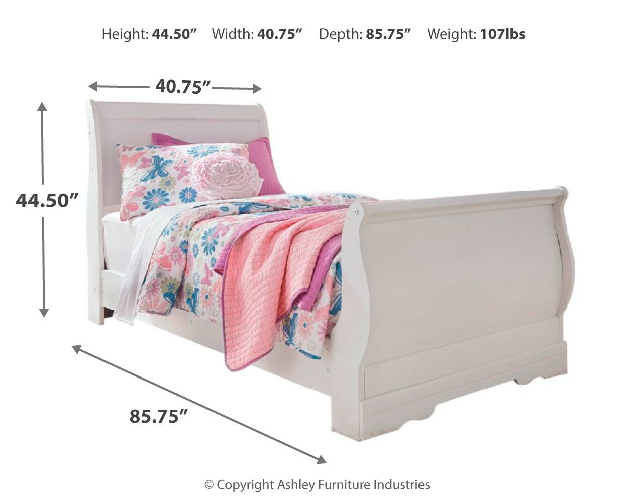 Signature Design by Ashley® Anarasia - Sleigh Bed | Meri Furniture