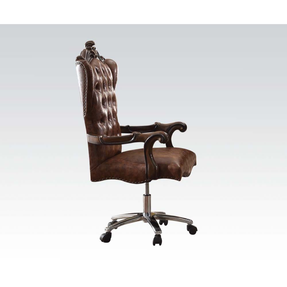 ACME The Versailles executive arm chair classic style will blend masterfully in your home. Carefully constructed from faux leather, and selected veneers. | Meri Furniture