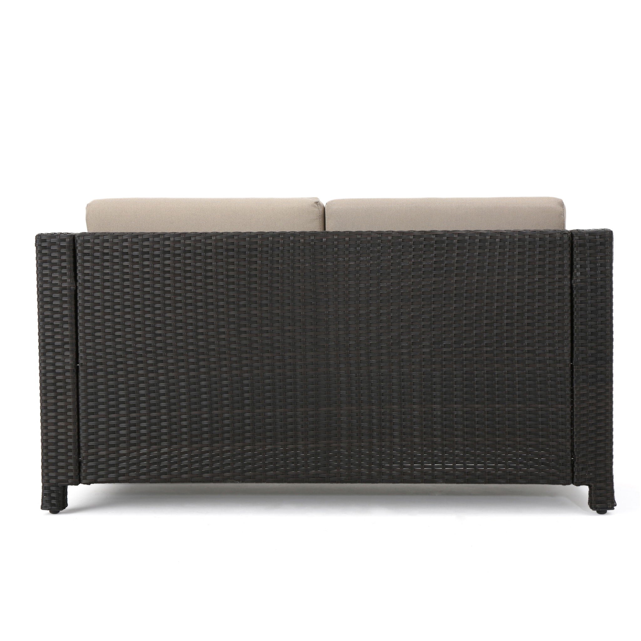 Puerta - Loveseat Outdoor Seating With Water Resistant Cushions - Dark Brown