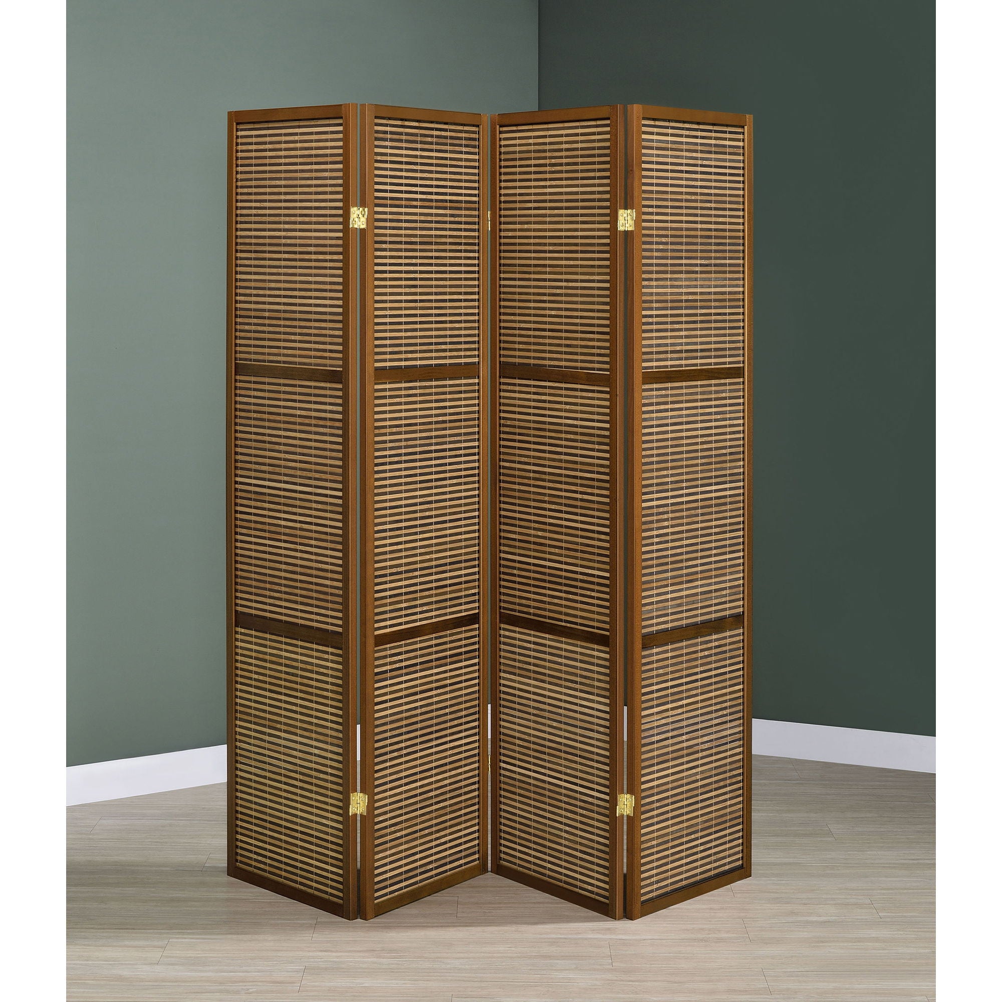 Kenabi - 4 Panel Room Divider Folding Screen - Walnut