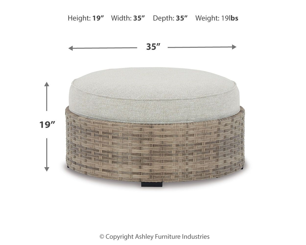 Ashley Furniture Calworth - Beige - Ottoman With Cushion | Meri Furniture
