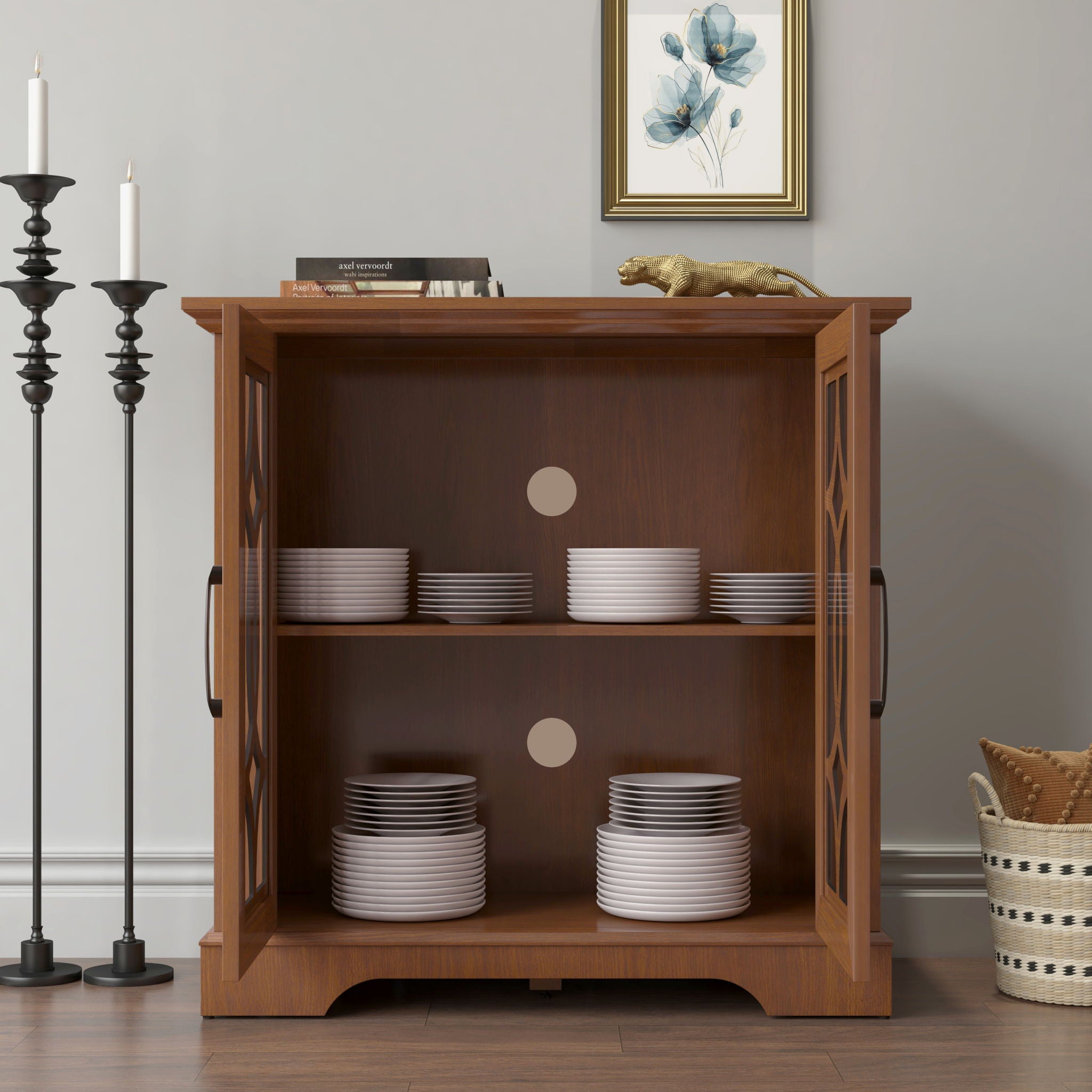 Spacious Sideboard With Adjustable Shelf Storage - Dark Oak