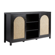 Transitional 2 Door Sideboard With Arched Rattan Panels