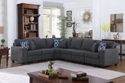 Cooper 125"W Stone Gray Woven Fabric 6Pc Reversible L-Shape Sectional Sofa with Cupholder