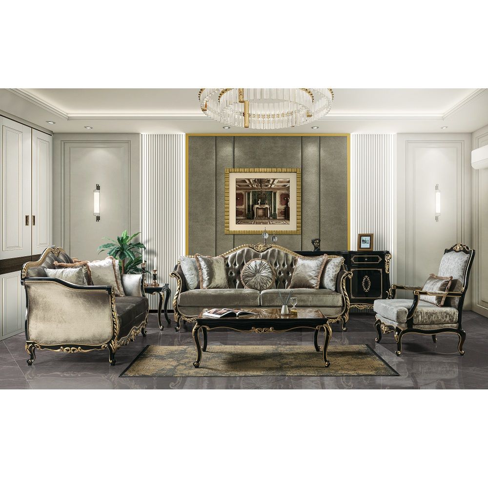 ACME Betria - Sofa With 5 Pillows - Gold & Black High | Meri Furniture