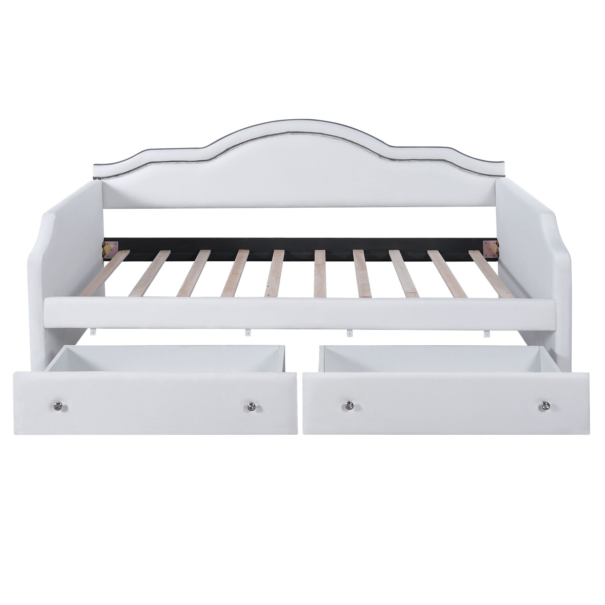 Upholstered Daybed With LED Lights And 2 Drawersme