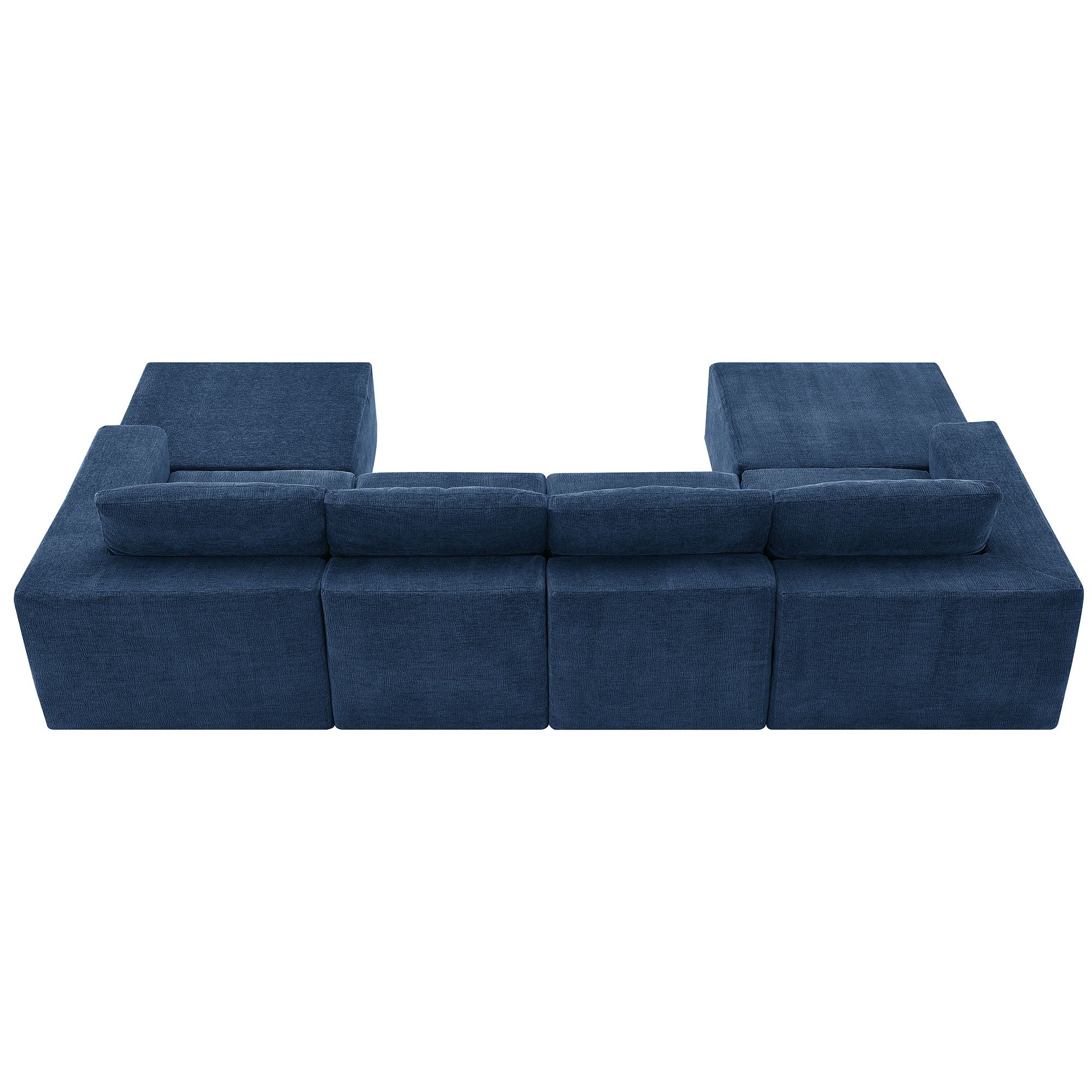 Modular U Shaped Sectional With Ottomans, Luxury Cloud Floor Couch With Deep Seat Fully Compressed Upholstered Sofa
