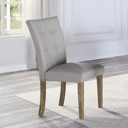 Charnell - Side Chair Set of 2) - Gray Synthetic Leather & Oak