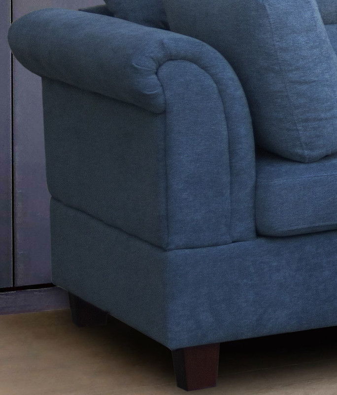 Diego 103.5"W Blue Fabric Sectional Sofa with Right Facing Chaise, Storage Ottoman, and 2 Accent Pillows