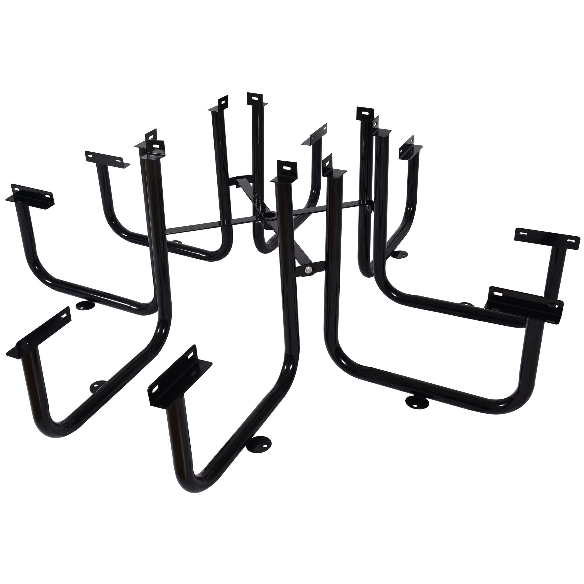 Square Outdoor Steel Picnic Table, With Umbrella Pole