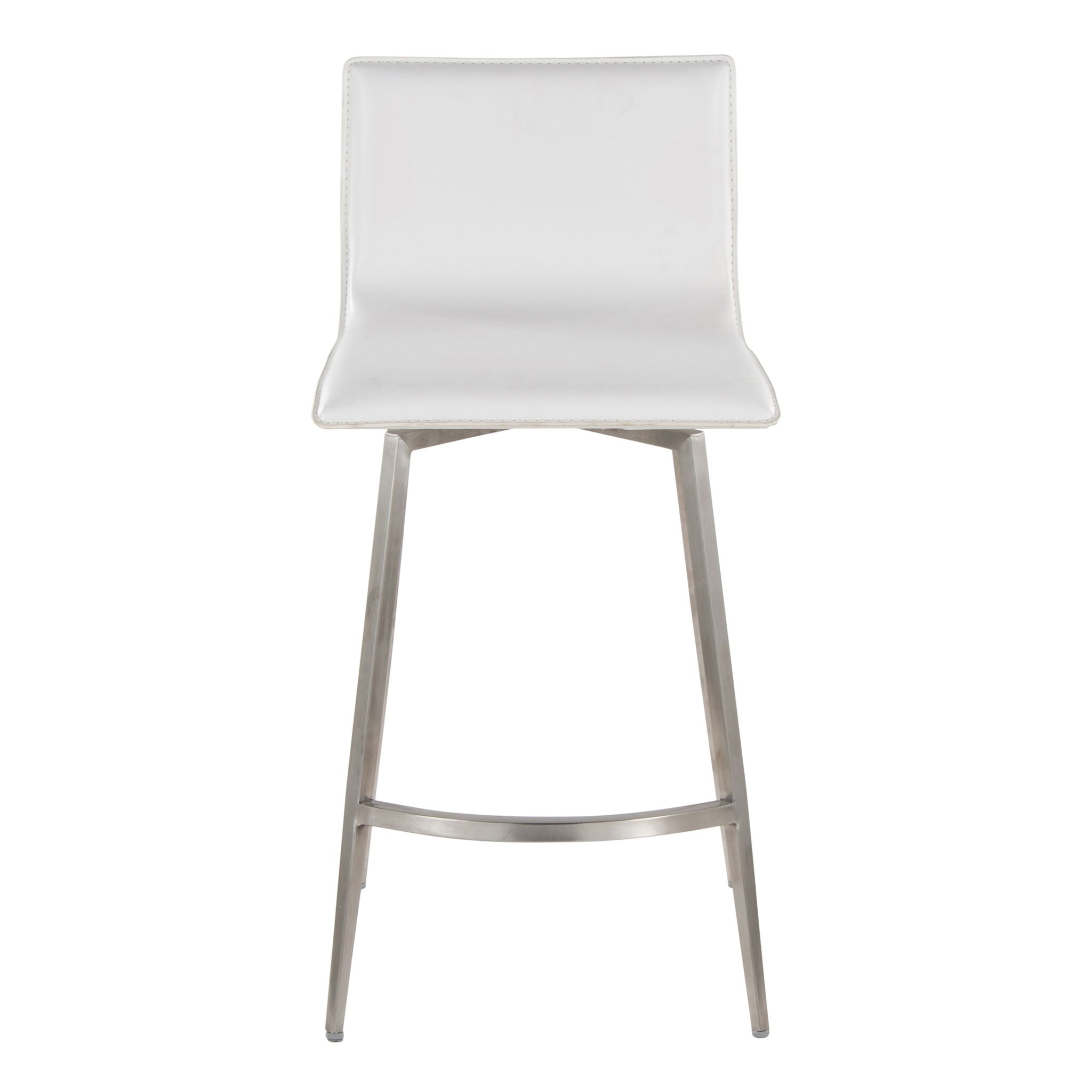 Mara - Upholstered Contemporary Fixed Height Counter Stool With Swivel (Set of 2) - White