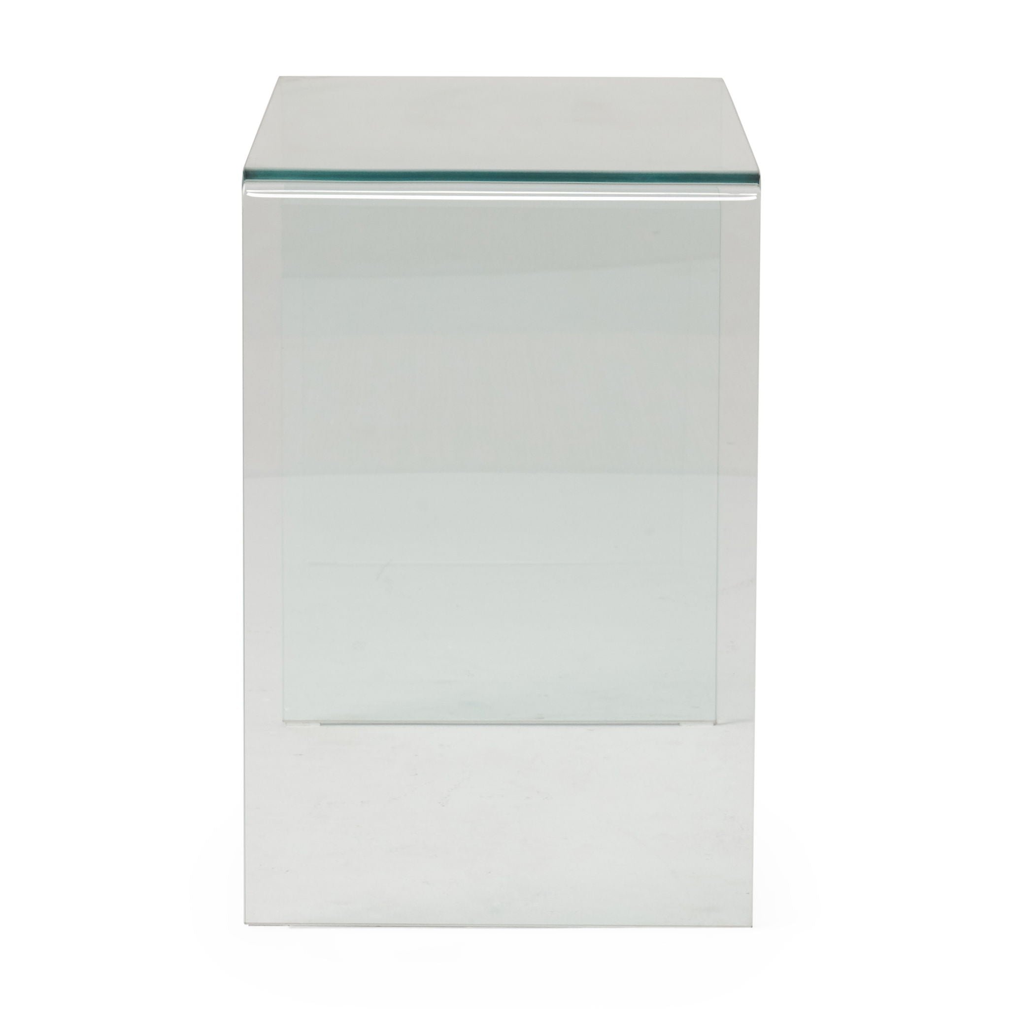 Modern Tempered Glass TV Stand With Shelf And Open Back Design - Clear