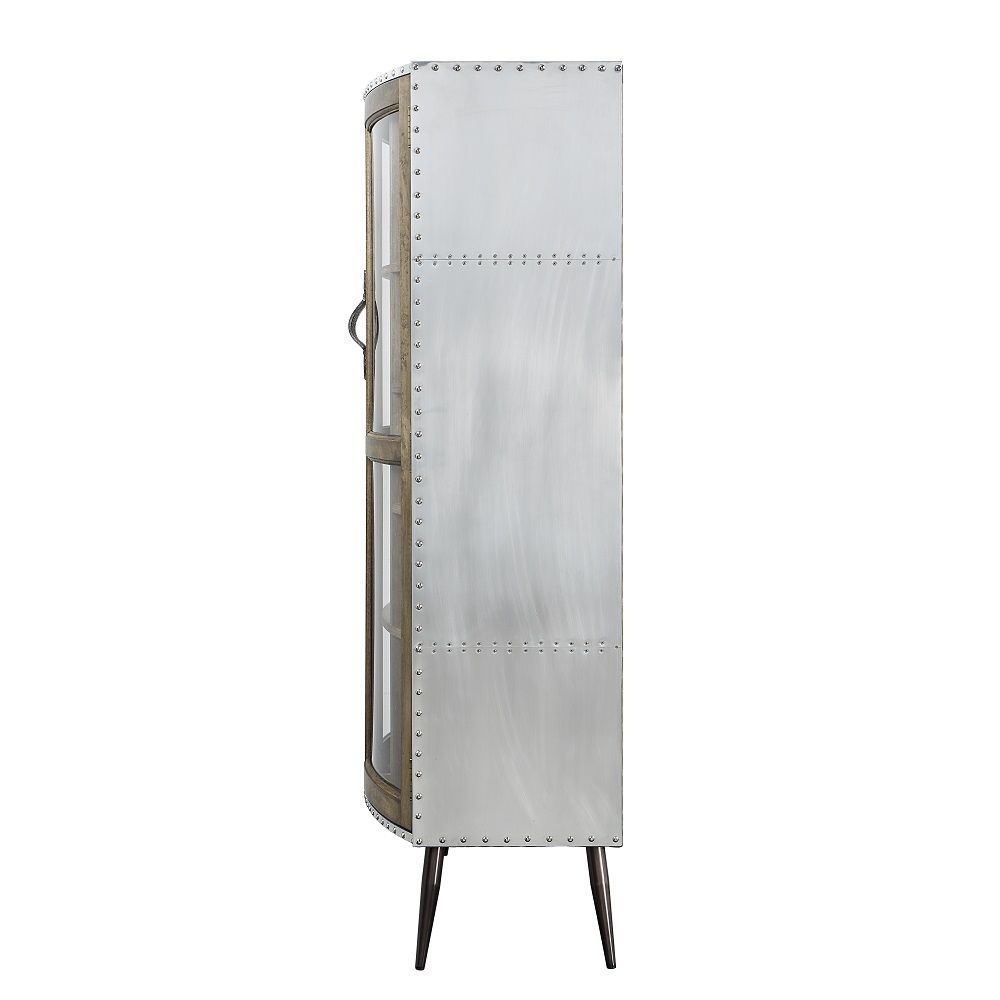 ACME Brancaster - Cabinet - Oak & Aluminum | Meri Furniture