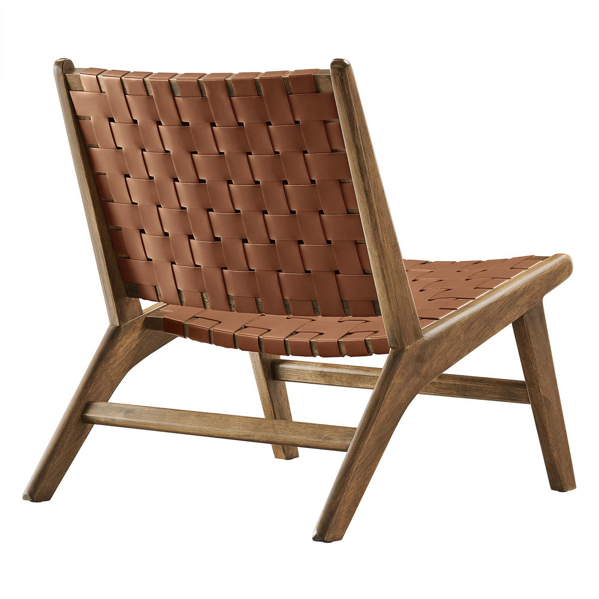 Saoirse Leather Wood Accent Lounge Chair by Modway
