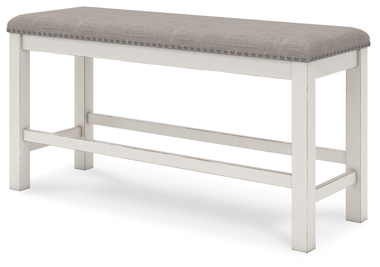 Signature Design by Ashley® Robbinsdale - Antique White - Dbl Counter Height Upholstered Dining Bench | Meri Furniture