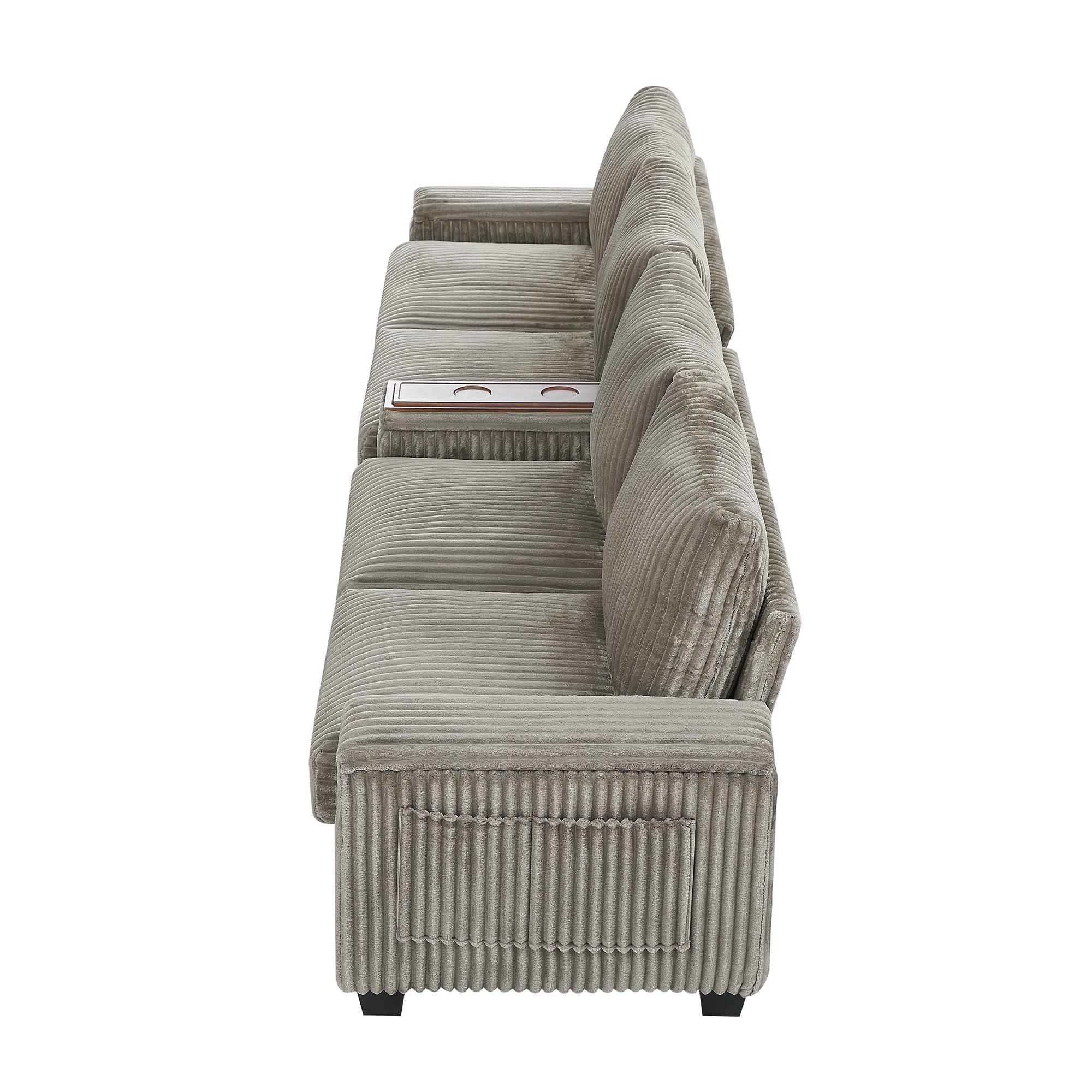 Modern 4 Seater Corduroy Sofa Couch With USB Ports And Hidden Storage