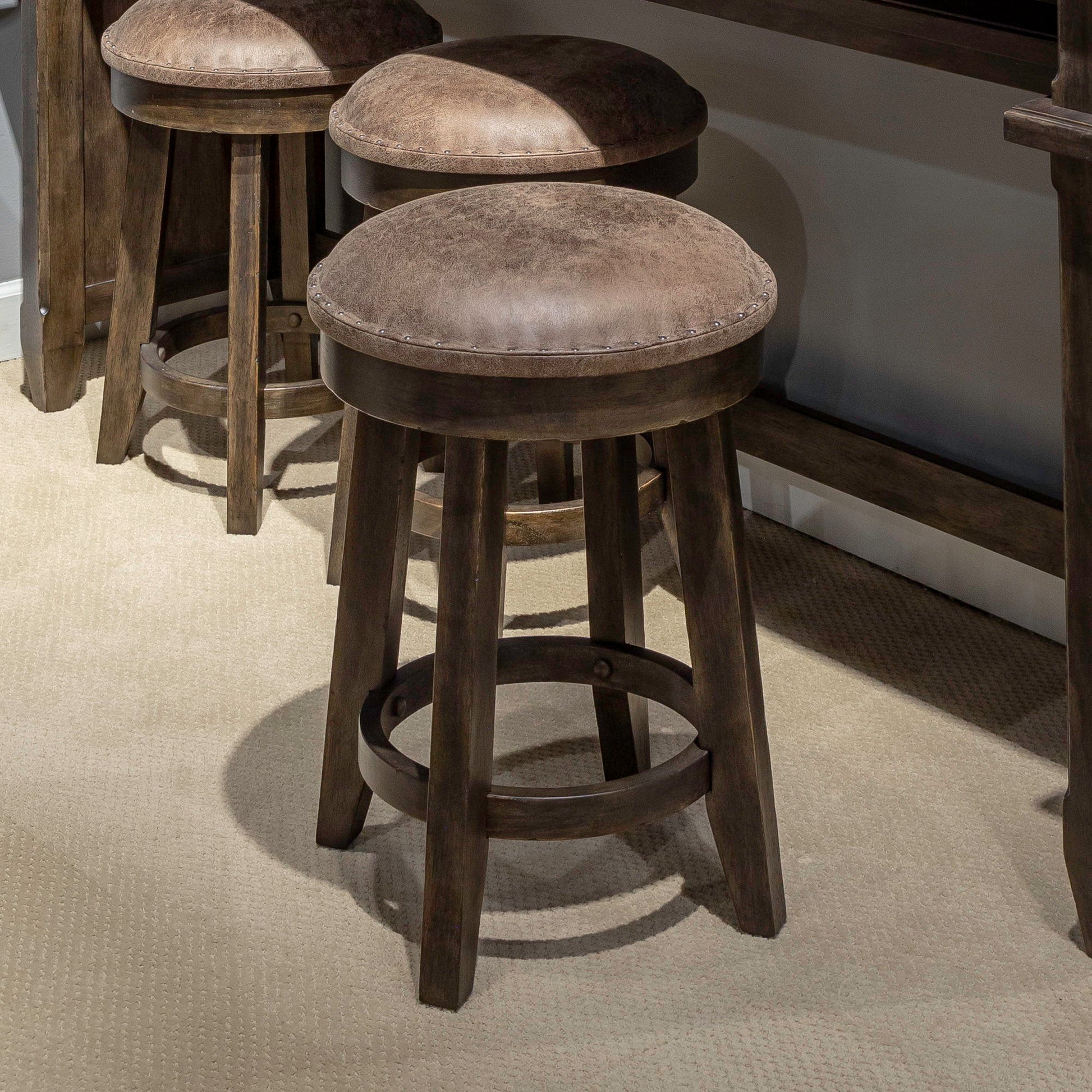 Liberty Furniture Paradise Valley - Upholstered Console Stool (RTA) - Dark Brown | Meri Furniture