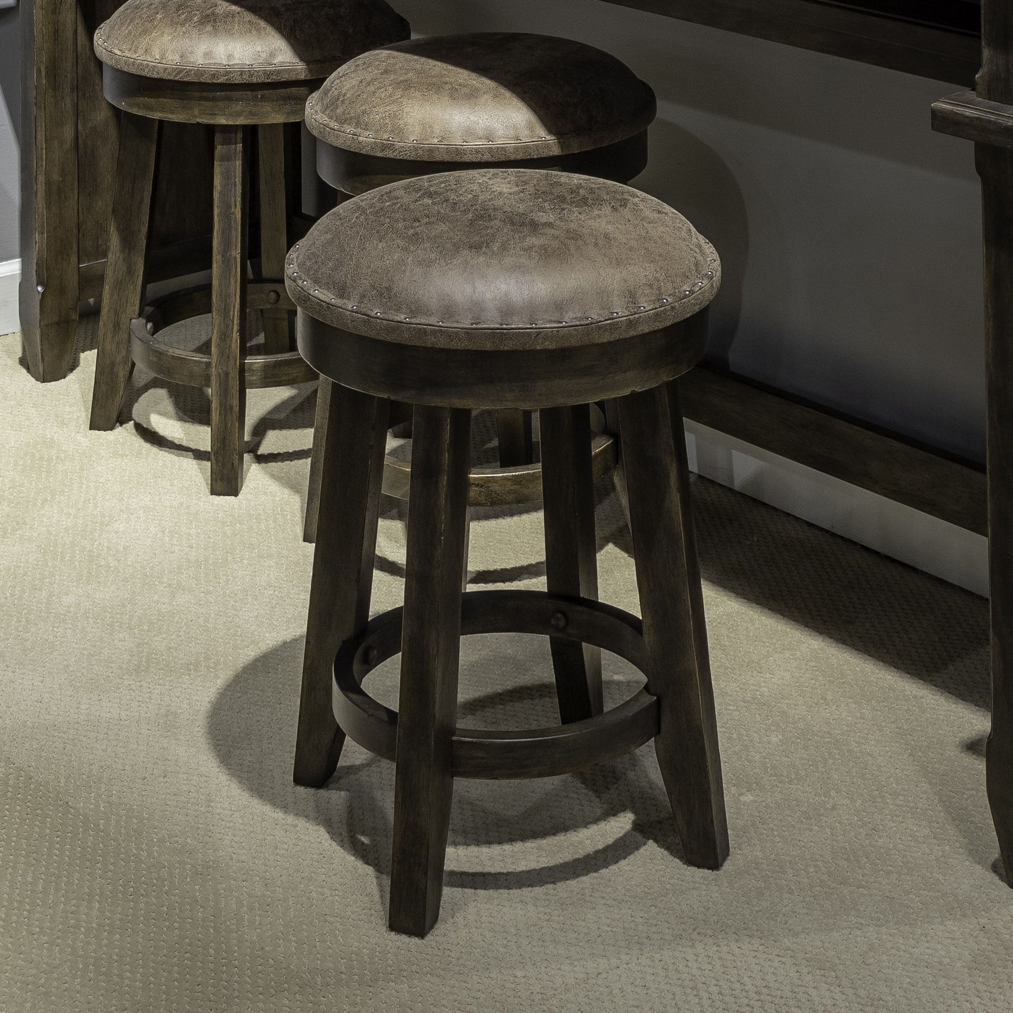 Liberty Furniture Paradise Valley - Upholstered Console Stool (RTA) - Dark Brown | Meri Furniture