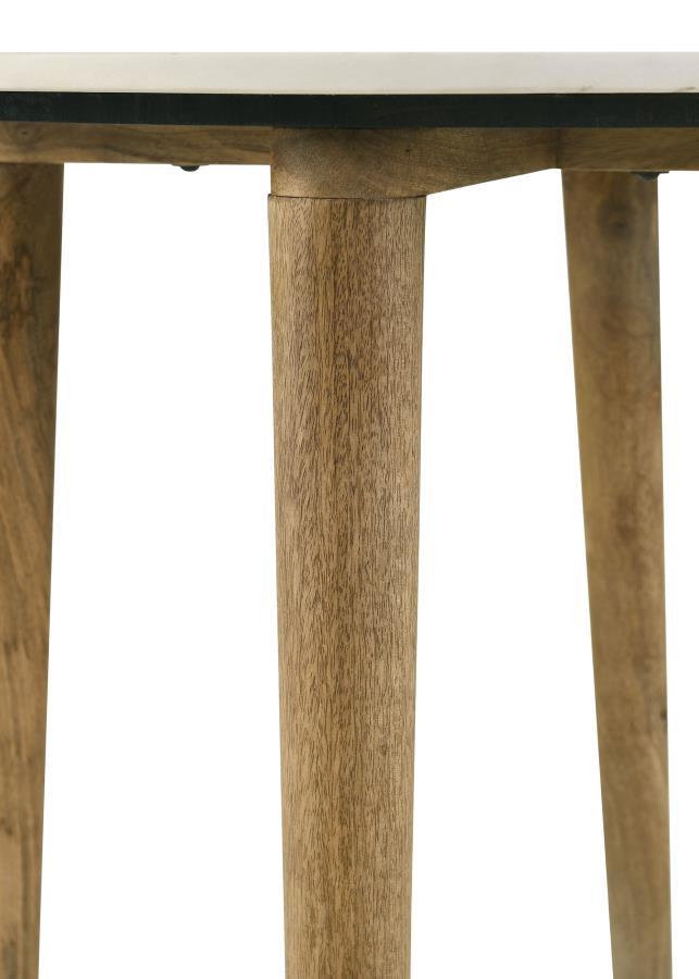 Coaster Fine Furniture Aldis - Round Marble Top Side End Table - White And Natural | Meri Furniture