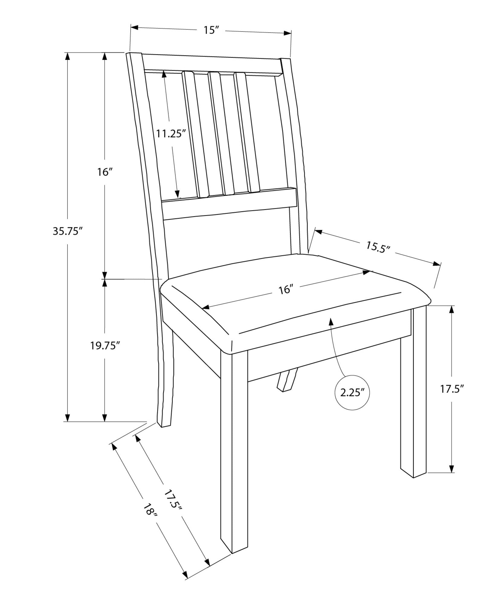Dining Chair, Side, Upholstered For Dining Room, Transitional (Set of 2) - Brown
