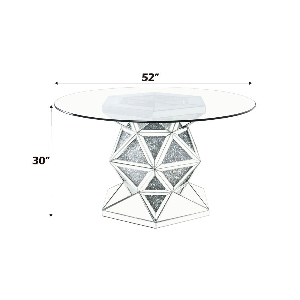 Noralie - 52" Round Dining Table - Mirrored & Faux Diamonds