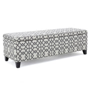 Quotient - Upholstered Storage Ottoman With Tapered Block Feet - Gray / White