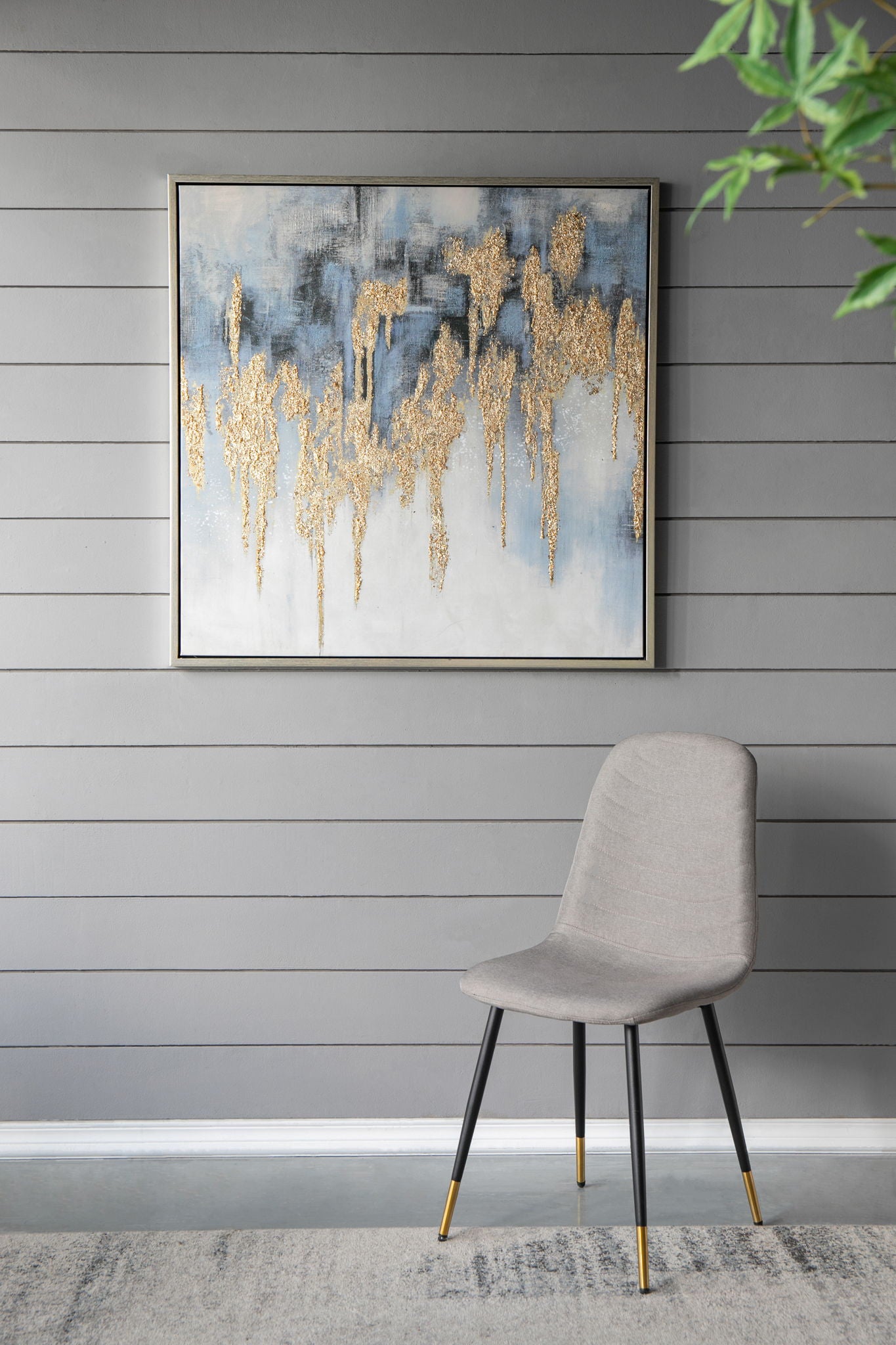 Modern Oil Painting, Square Framed Wall Art For Living Room Dining Room Office - Multicolor