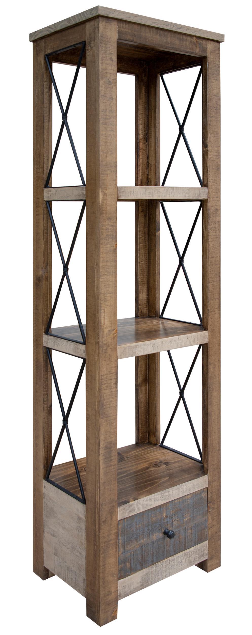 International Furniture Direct Andaluz - Bookcase - Brown / Light Brown Antiqued | Meri Furniture