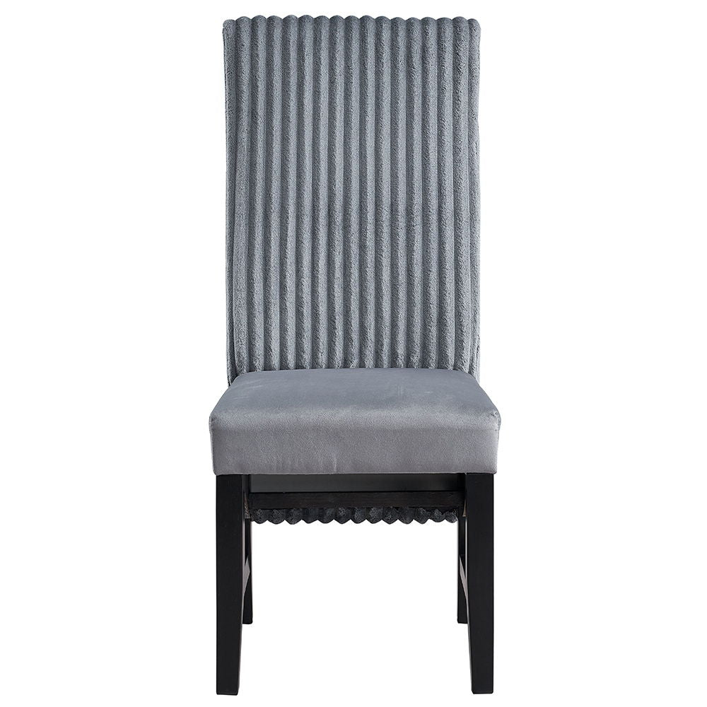 Kini - Side Chair Set of 2) - Gray Corduroy & Black