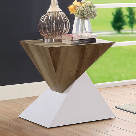 Furniture of America Bima - End Table - White / Natural Tone | Meri Furniture