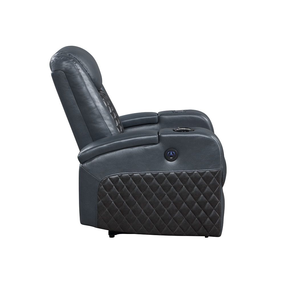 ACME Seat Construction: Pocket Coil Tight Seat & Back Cushion LED Light Included 2 Bluetooth Speaker Cooling Cup Holder Wireless Charger Included Storage Arm | Meri Furniture