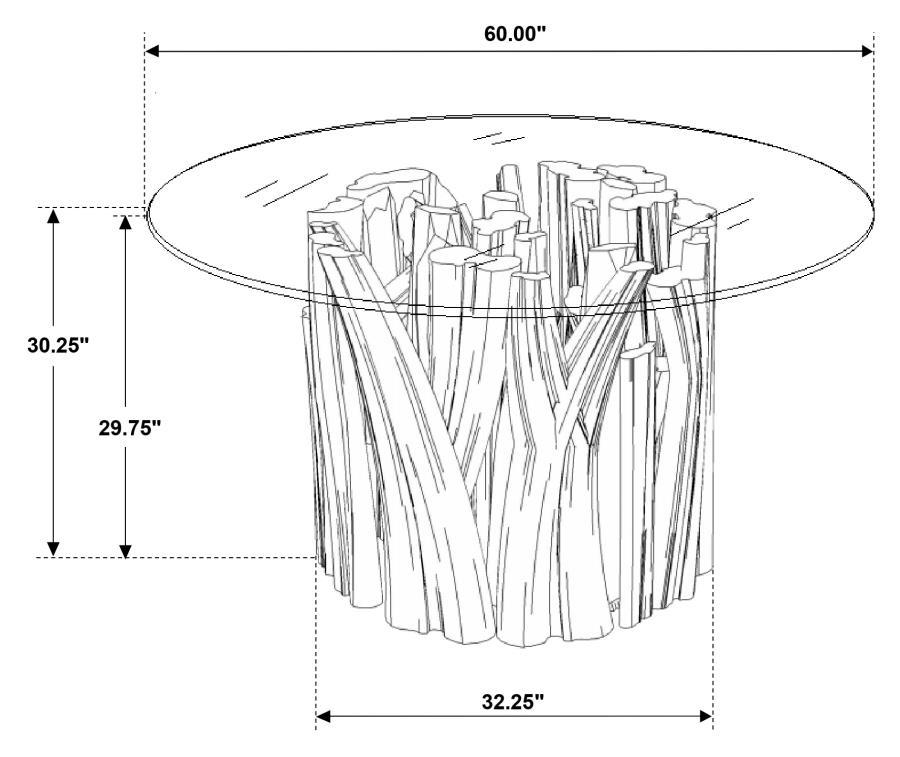 Coaster Fine Furniture Asbury - Round Glass Top Dining Table - Teak Brown | Meri Furniture